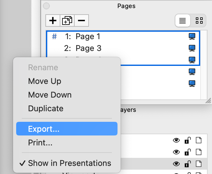 2025 export print context menu