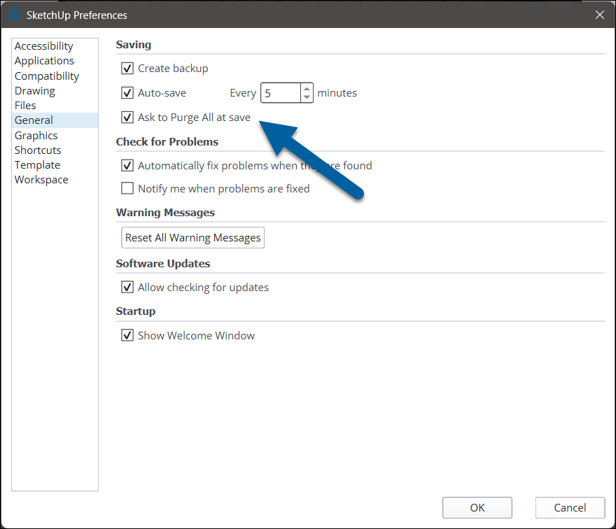 2025 general settings pop up