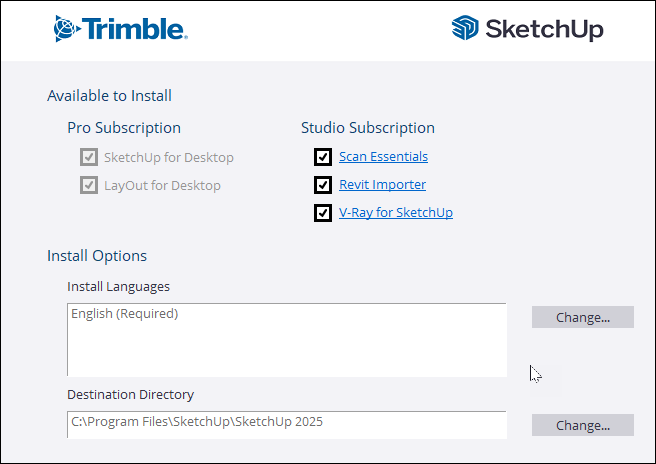 2025 vray installer window